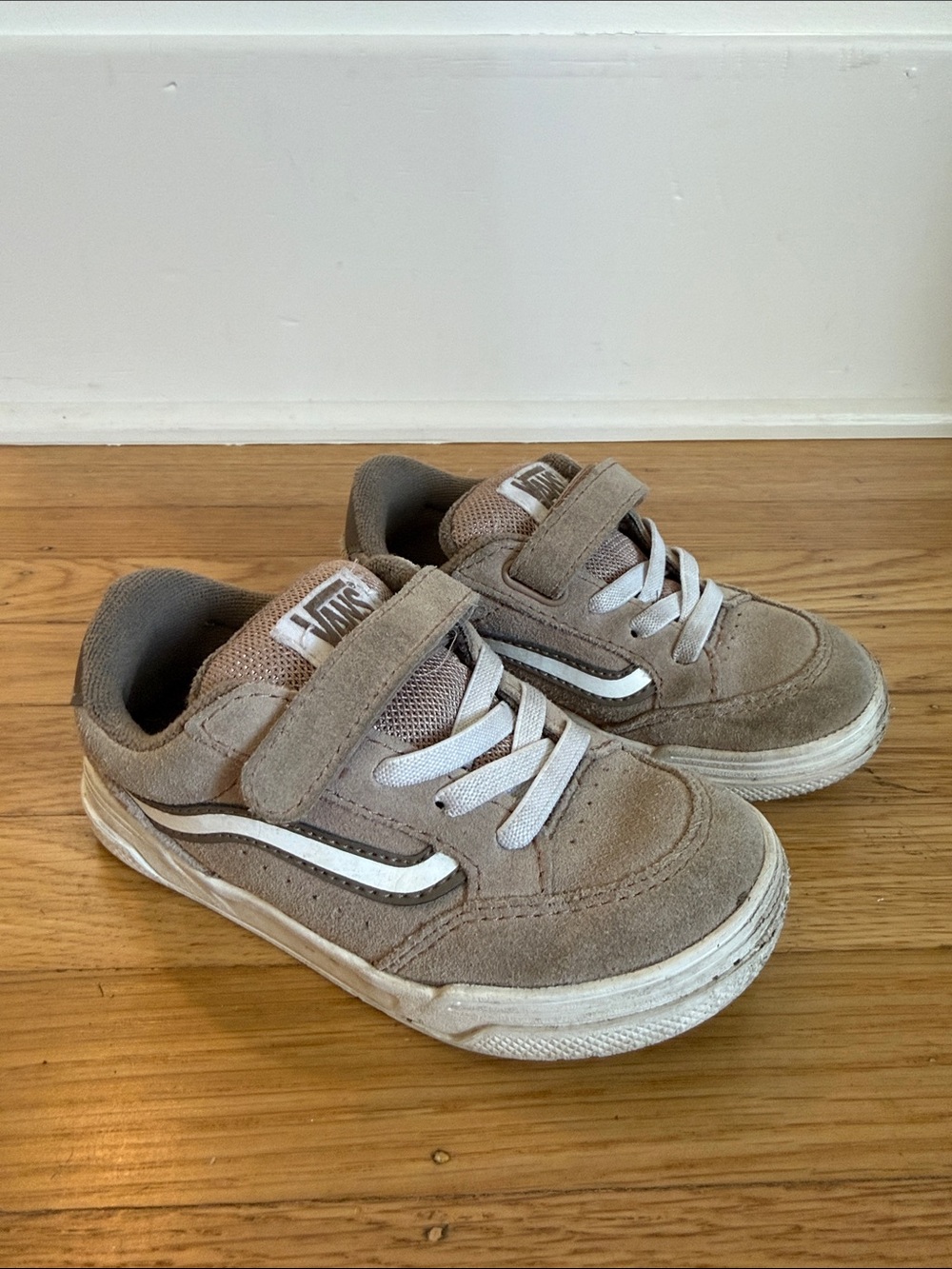 Vans Kids Tan Suede Sneakers with White Stripe